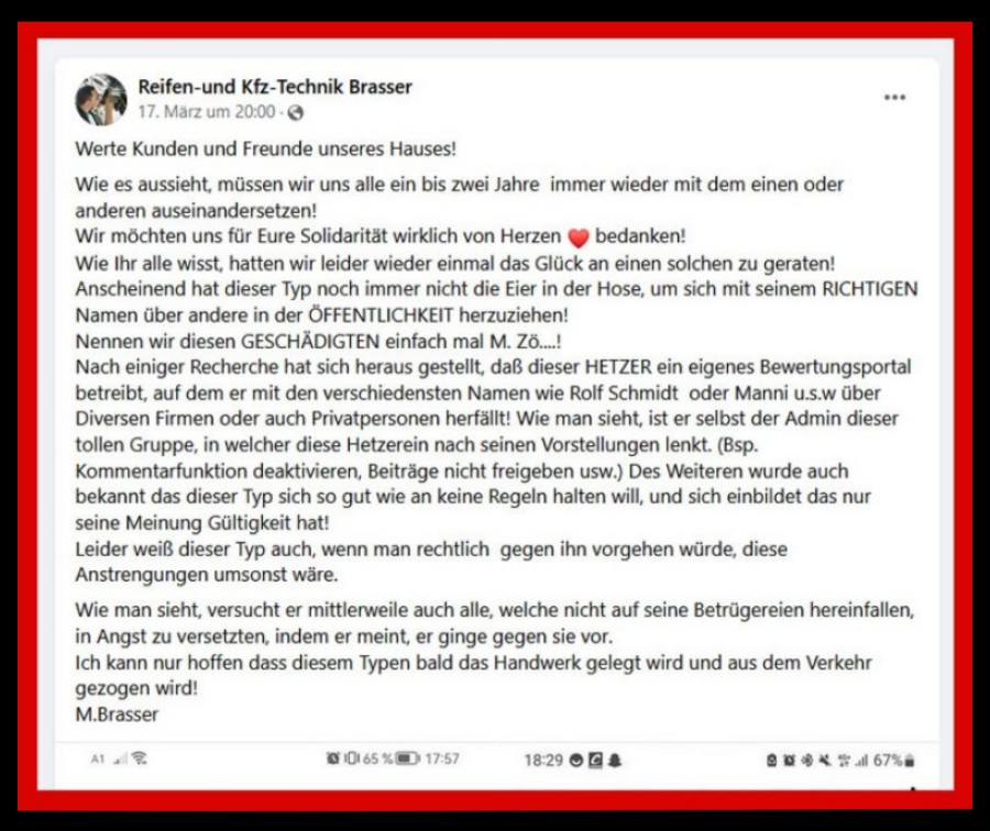 Brasser Reifen & Kfz-Technik Erfahrungen Bewertungen Rezensionen